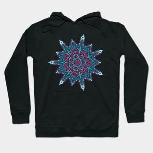 Teal and Purple Abstract Mandala Star Silhouette Hoodie